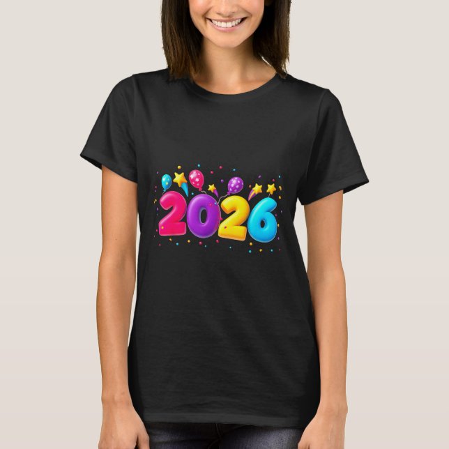 Camiseta Happy New Year Party 2026 Ballon Family Matching M (Anverso)