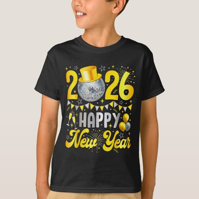 Camiseta Happy New Year Party 2026 Balloon Family Matching  (Anverso)