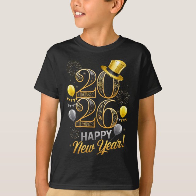 Camiseta Happy New Year Party 2026 Family Matching Balloon  (Anverso)