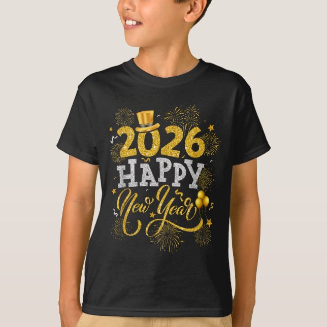Camiseta Happy New Year Party 2026 Fireworks Family Matchin (Anverso)