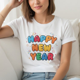 Camiseta Happy New Year T-Shirt – Elegant Modern Festive