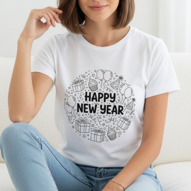 Camiseta Happy New Year T-Shirt – Elegant Modern Festive (Subido por el creador)