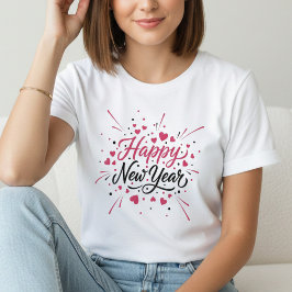 Camiseta Happy New Year T-Shirt – Elegant Modern Festive