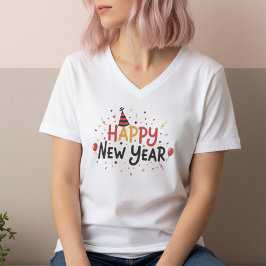 Camiseta Happy New Year T-Shirt – Elegant Modern Festive