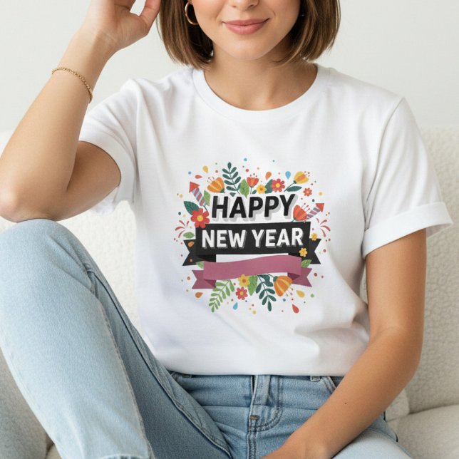 Camiseta Happy New Year T-Shirt – Elegant Modern Festive (Subido por el creador)