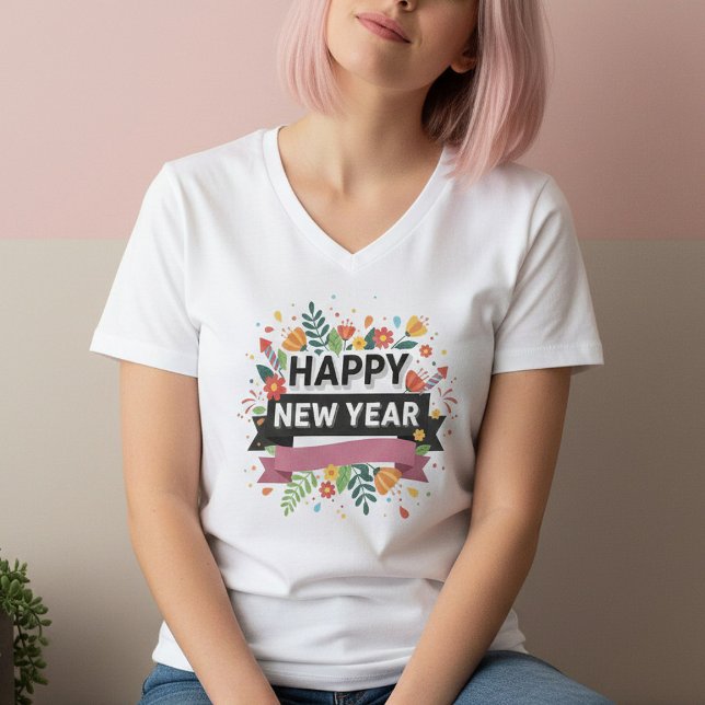 Camiseta Happy New Year T-Shirt – Elegant Modern Festive  (Subido por el creador)