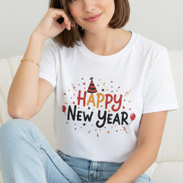 Camiseta Happy New Year T-Shirt – Elegant Modern Festive
