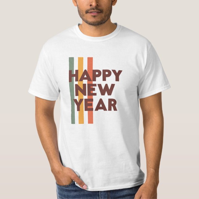 Camiseta Happy New Year T-Shirt – Festive Typography Design (Anverso)
