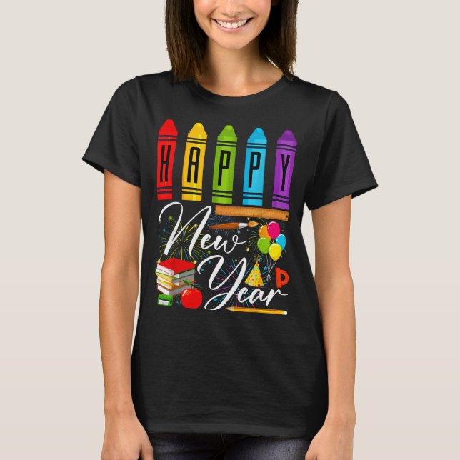 Camiseta Happy New Year Teacher Fireworks New Years Eve Par (Anverso)