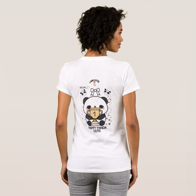 Camiseta Happy Panda Cute T-Shirt – Adorable Smiling Panda  (Reverso completo)