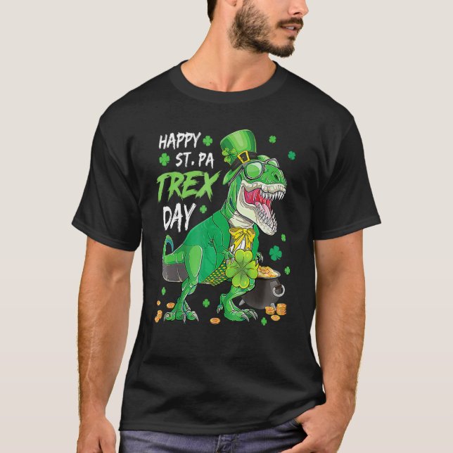 Camiseta Happy Pat Rex Day Dinosaur T Rex St Patrick's Day  (Anverso)