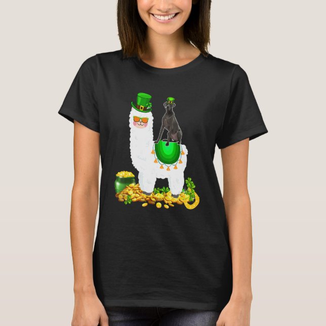 Camiseta Happy Patrick S Day Leprechaun Great Dane Riding L (Anverso)