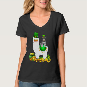 Camiseta Happy Patrick S Day Leprechaun Schnauzer Riding Ll