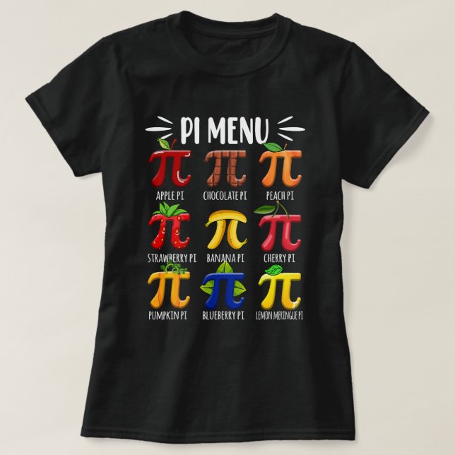 Camiseta Happy Pi Day 3.14 Pi Menu Fruits Pi Appl (Diseño del anverso)