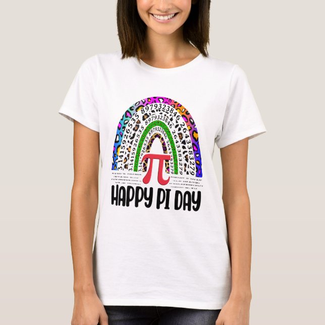 Camiseta Happy Pi Day Mathematic Leopard Rainbow (Anverso)