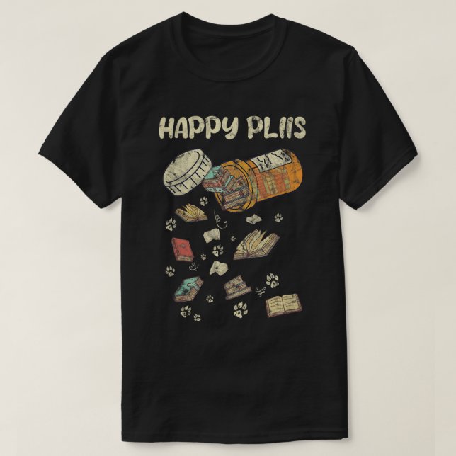 Camiseta Happy Pills Books Lover Medicine Booktrovert T-Shi (Diseño del anverso)