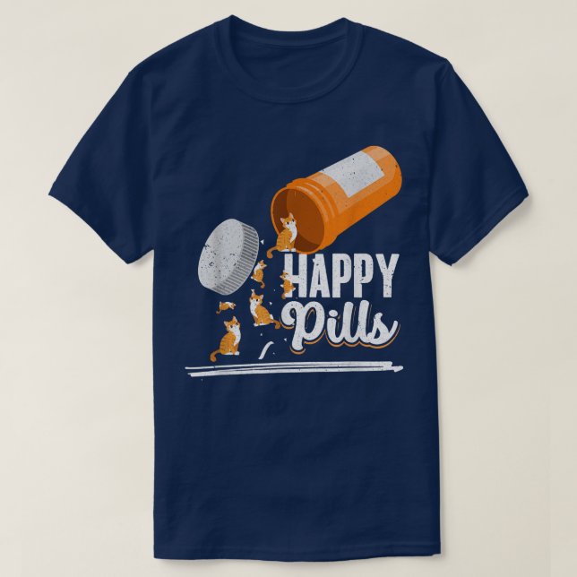 Camiseta Happy Pills Cat Lover & Owner Ideas Men Women  (Diseño del anverso)