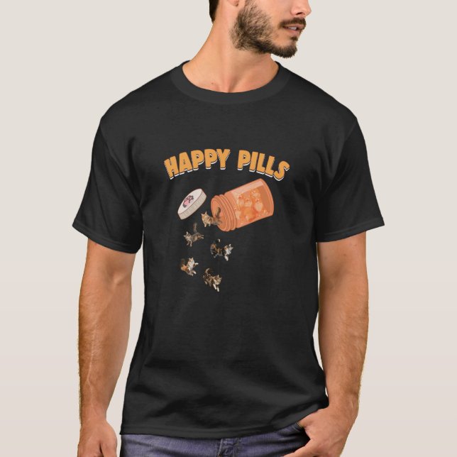 Camiseta Happy Pills Maine Coon Cat Funny Kitten Lover (Anverso)