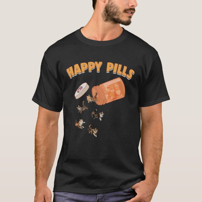 Camiseta Happy Pills Maine Coon Cat Kitten Feline Humor (Anverso)