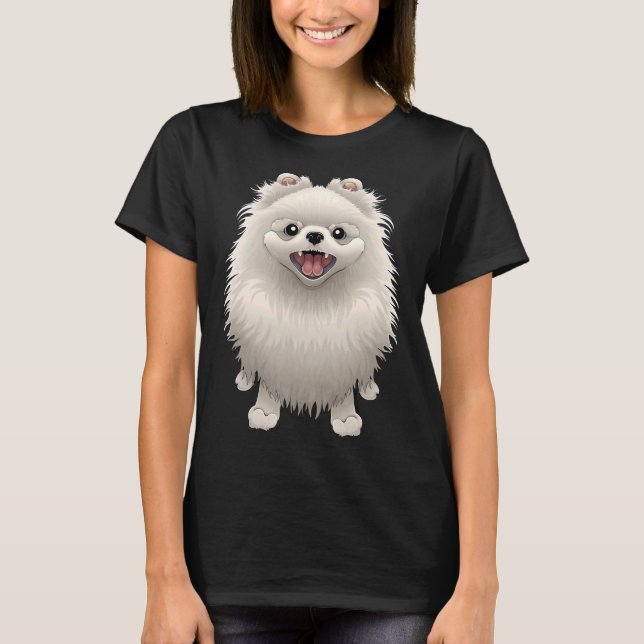 Camiseta Happy Pomeranian (White Fur Version) (Anverso)
