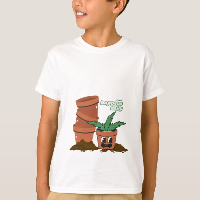 Camiseta Happy Pot & Soil Garden Humor Dirt Happens Pun (Anverso)