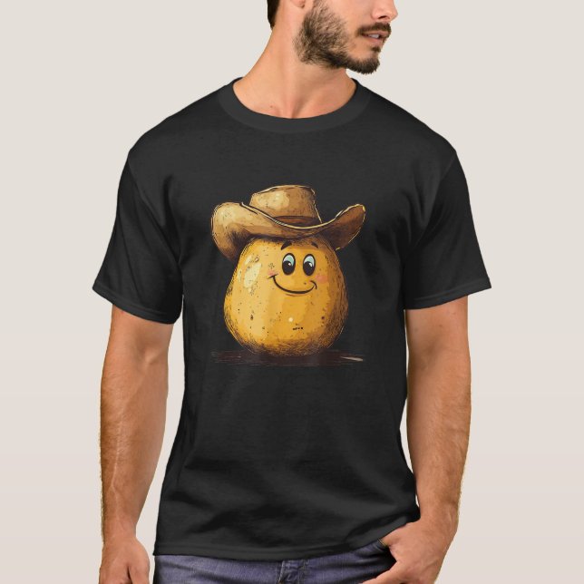 Camiseta Happy Potato with Cowboy Hat Costume  (Anverso)