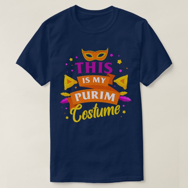 Camiseta Happy Purim Costume Idea Cute Máscara Hebreo Judío (Diseño del anverso)