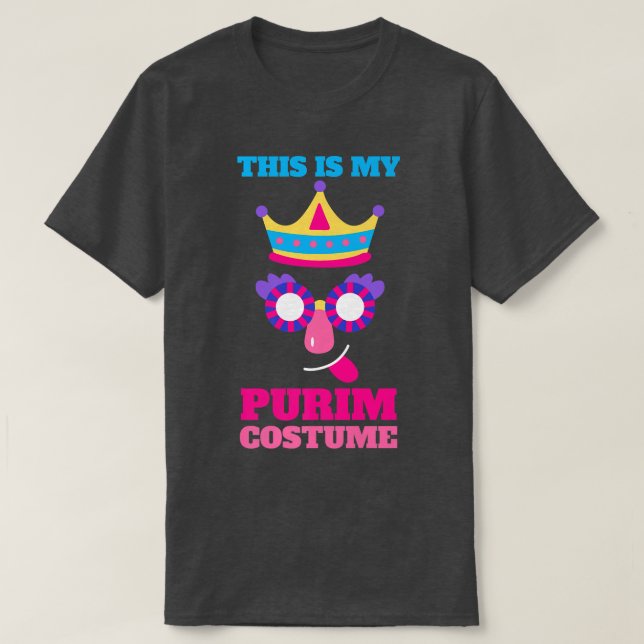 Camiseta Happy Purim Costume Idea Cute Máscara Hebreo Judío (Diseño del anverso)
