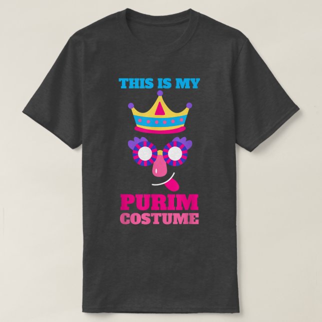 Camiseta Happy Purim Costume Idea Cute Máscara Hebreo Judío (Diseño del anverso)