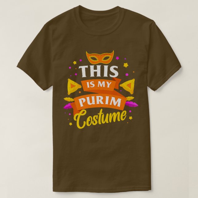 Camiseta Happy Purim Costume Idea Cute Máscara Hebreo Judío (Diseño del anverso)