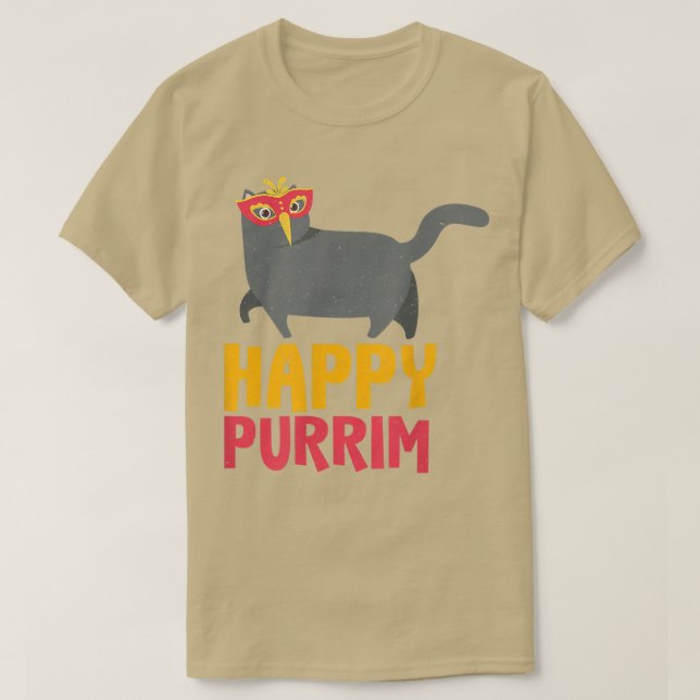 Camiseta Happy Purim Costume Idea Funny Cat Hebreo Hebreo H (Diseño del anverso)