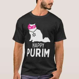 Camiseta Happy Purim Costume Idea Funny Cat Hebreo Hebreo H
