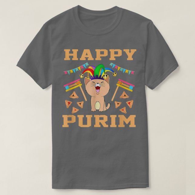 Camiseta Happy Purrim Cat Jewish Holiday Purim Costume for  (Diseño del anverso)
