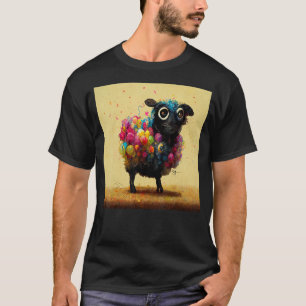 Camiseta Happy Rainbow Sheep Retro AI diseñado