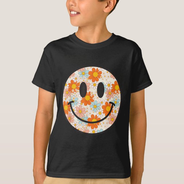 Camiseta Happy Retro Daisy Smile Face Preppy Aesthetic Men  (Anverso)