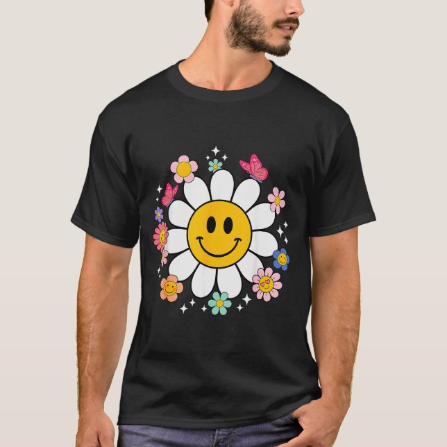 Camiseta Happy Retro Daisy Smile Face Preppy Aesthetic Men  (Anverso)