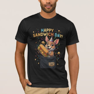 Camiseta Happy Sandwich Day Boss- Kangaroo Foodie Animal