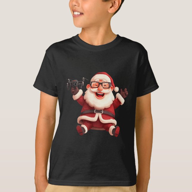 Camiseta Happy Santa Claus With Drone For Lots And Drones L (Anverso)