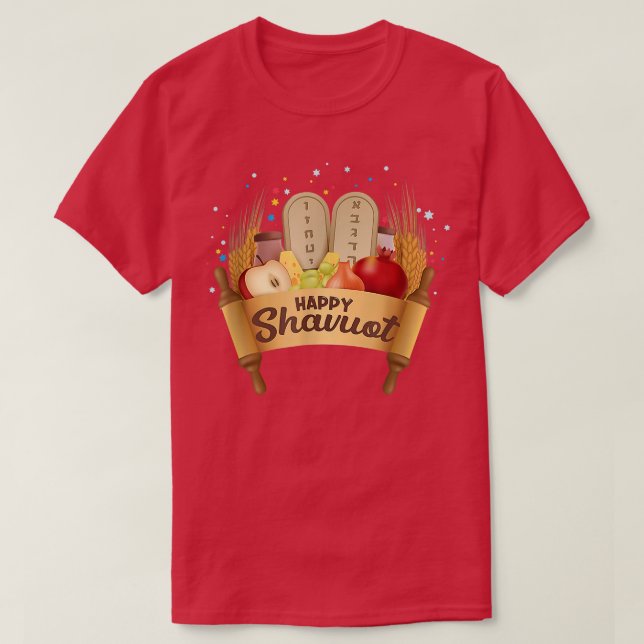 Camiseta Happy Shavuot Jewish Celebration Hebrew Judaism Ho (Diseño del anverso)