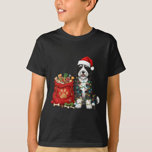 Camiseta Happy Sheepadoodle Christmas Lights Dog Mom Sheepa (Anverso)