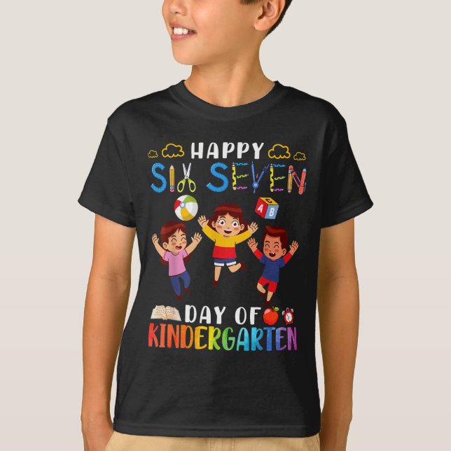 Camiseta Happy Six Seven Day Of Kindergarten Student Back T (Anverso)
