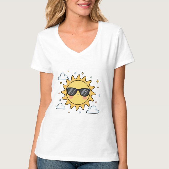 Camiseta Happy Smiling Sun Cartoon - Minimalist Kawaii Suns (Anverso)