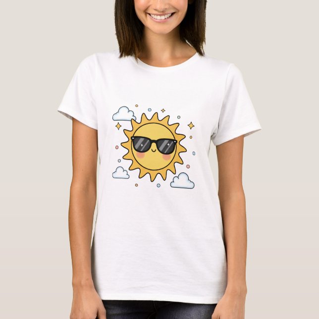 Camiseta Happy Smiling Sun Cartoon - Minimalist Kawaii Suns (Anverso)