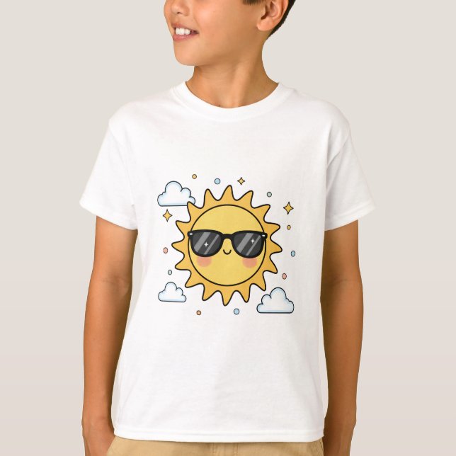 Camiseta Happy Smiling Sun Cartoon - Minimalist Kawaii Suns (Anverso)