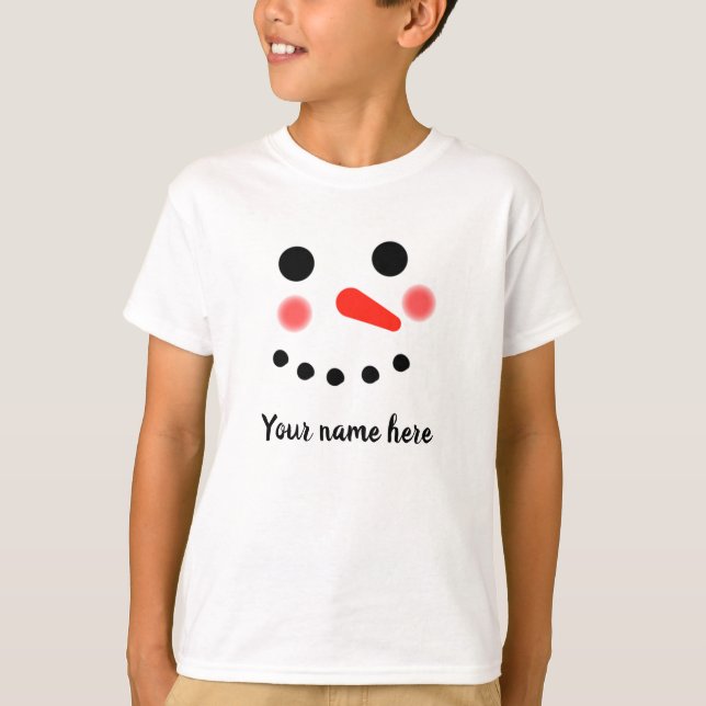 Camiseta Happy Snowman Face Personalized Name T-Shirt (Anverso)