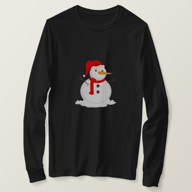 Camiseta Happy Snowman in a Santa Hat (Anverso del diseño)