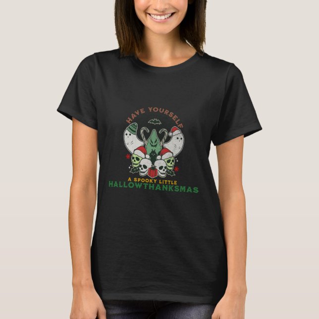 Camiseta Happy Spooky HallowGraciasMas Navidades de Hallowe (Anverso)