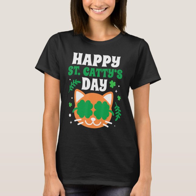 Camiseta Happy St Catty S Day Funny Cute Cat St Patricks Da (Anverso)