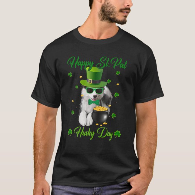 Camiseta Happy St. Pat Husky Day Dog St. Patrick's Day (Anverso)