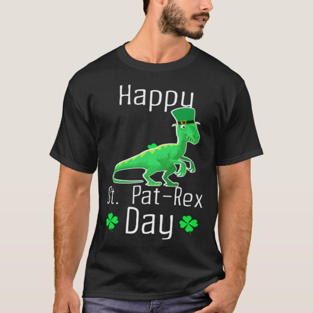 Camiseta Happy St Pat Rex Day Cute St Patricks Day Dino Din (Anverso)
